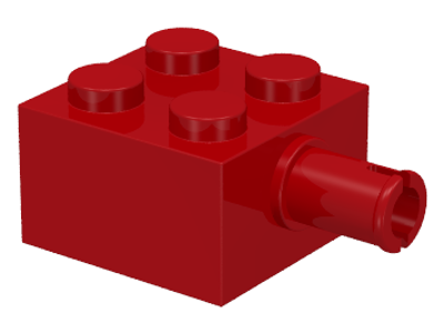 Brick Special 2 x 2 with Pin and No Axle Hole in Red