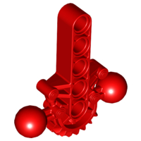 Large Figure Skeletal, Torso with Beam, 2 Ball Joints, and 7 Tooth Half Gear in Red