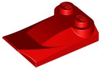 Brick Wedged, Curved 2 x 3 x 2/3 Two Studs, Wing End in Red