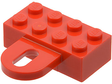 Brick Special 2 x 4 with Coupling, Female in Red