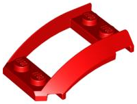 Wheel Arch, Curved Wedge 4 x 3 with 2 x 2 Opening and 4 Studs in Red