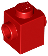 Brick Special 1 x 1 with Studs on 2 Sides in Red