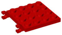 Plate Special 4 x 4 with Clips Horizontal in Red