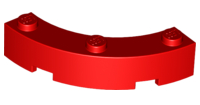 Brick Round Corner 4 x 4 Macaroni Wide with 3 Studs in Red