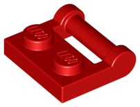 Plate Special 1 x 2 [Side Handle Closed Ends] in Red