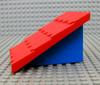 Duplo Roofpiece, Slope 30°, 4 x 4 Shingled, with Blue Base in Red