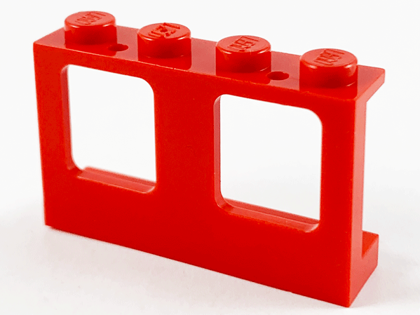 Window 1 x 4 x 2 Plane, Solid Studs in Red
