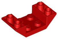 Brick Sloped Inverted 45° 4 x 2 Double with 2 x 2 Recessed in Red