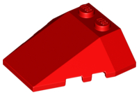 Brick Wedged, Sloped 4 x 4 Triple, Stud Notches in Red