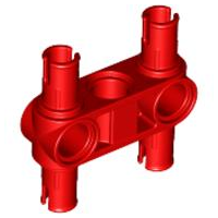Technic Pin Connector Hub Perpendicular 3L with 4 Pins in Red