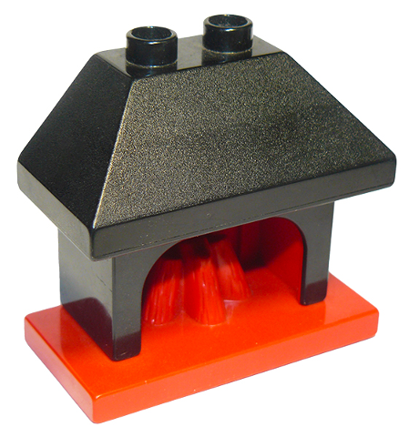 Duplo Fireplace with Black Top with 2 Top Studs in Red
