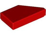 Tile 1 x 2 with Stud Notch Left in Red