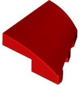 Brick Wedged, Curved 2 x 2 with Stud Notch Left in Red