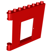 Duplo Building Wall 1 x 8 x 6 with Door Opening in Red
