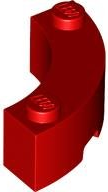Brick Round Corner 3 x 3 Macaroni with 2 Studs in Red