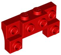 Brick Special 2 x 4 - 1 x 4 with 2 Recessed Studs and Thick Side Arches in Red