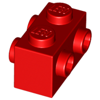 Brick Special 1 x 2 with Studs on 2 Sides in Red