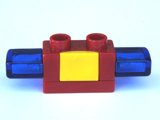 Duplo Siren with Light & Sound, 1 x 2 Base with Yellow Button in Red