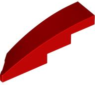 Brick Wedged, Curved 1 x 4 with Stud Notch Right in Red