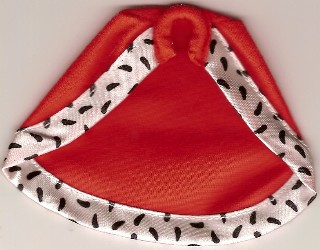 Belville, Cloak for King with White and Black Satin Trim and Stiff Collar in Red