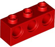 Technic Brick 1 x 3 [3 Pin Holes] in Red