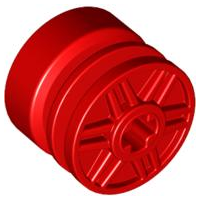 Wheel 18mm x 14mm with Axle Hole, Fake Bolts and Shallow Spokes in Red