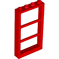 Window 1 x 4 x 6 Frame with 3 Panes in Red