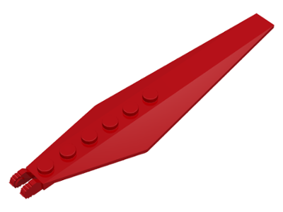 Hinge Plate 1 x 12 Locking with Angled Side Extensions and Tapered Ends, 7 Teeth in Red