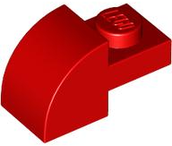 Brick Curved 1 x 2 x 1 with Curved Top in Red