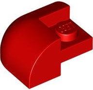 Brick Round, Curved 2 x 2 x 1, Corner in Red