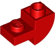 Brick Curved Inverted 1 x 2 with 1 x 1 Cutouts in Red