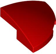 Brick Round Corner, Curved 2 x 2 x 2/3 Quarter Circle With 1 x 1 Bottom Cutout in Red
