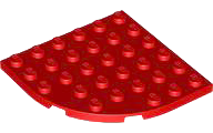 Plate Round Corner 6 x 6 in Red