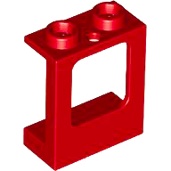 Window 1 x 2 x 2 Plane, Hollow Studs, Single Hole Top and Bottom for Glass in Red