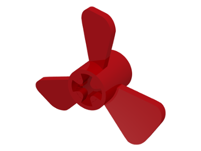 Propeller 3 Blade 3 Diameter with Axle Cross in Red