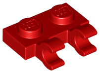 Plate Special 1 x 2 with Clips Horizontal [Open O Clips] in Red