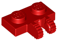 Hinge Plate 1 x 2 Locking with 2 Fingers on Side, 9 Teeth in Red