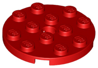 Plate Round 4 x 4 with Pin Hole in Red