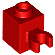 Brick Special 1 x 1 with Clip Vertical [Open O Clip, Hollow Stud] in Red