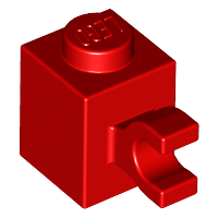 Brick Special 1 x 1 with Clip Horizontal in Red
