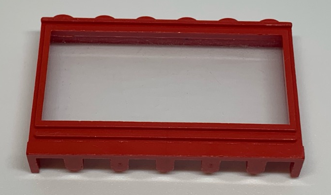 Window 1 x 6 x 3 Panorama (old type) with Solid Studs and Fixed Glass in Red