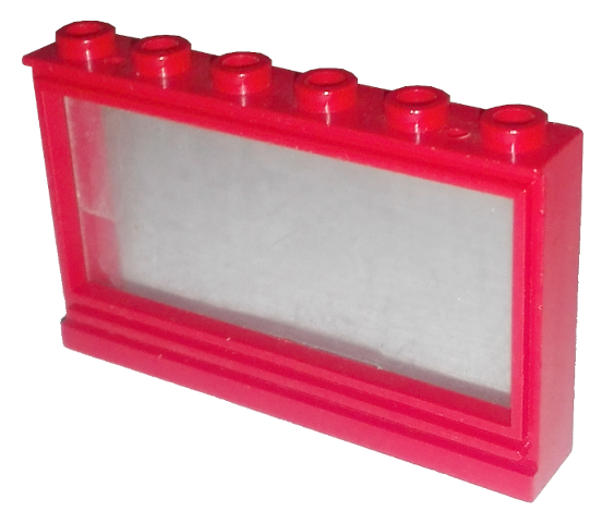 Window 1 x 6 x 3 Panorama with Glass and Hollow Studs in Red