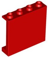 Panel 1 x 4 x 3 [Side Supports / Hollow Studs] in Red