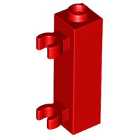 Brick Special 1 x 1 x 3 with 2 Clips Vertical [Hollow Stud, Open O Clips] in Red
