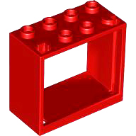 Window 2 x 4 x 3 Frame with Hollow Studs in Red