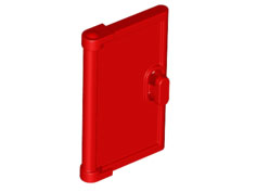 Door for Window Frame 1 x 4 x 3, Semicircular Handle Holes on Back in Red