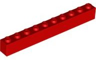 Brick 1 x 10 in Red