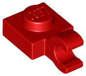 Plate Special 1 x 1 with Clip Horizontal [Thick Open O Clip] in Red