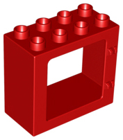 Duplo Door / Window Frame Flat Front Surface, Completely Open Back in Red
