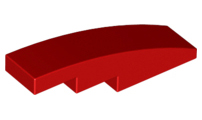 Brick Curved 4 x 1 No Studs [Stud Holder with Asymmetric Ridges] in Red